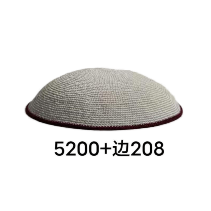Factory custom fine gray knit Kippah, 100% cotton DMC hand-woven Kippah hat, DMC Kippah Yamaka Kippa Yarmulke skull hat