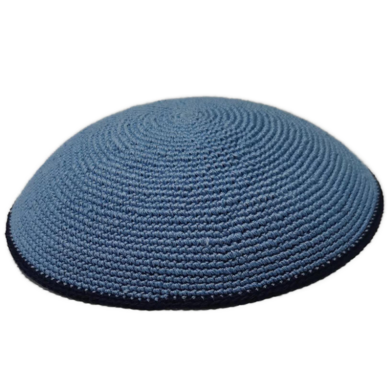 Factory custom fine blue knit Kippah, 100% cotton DMC hand-woven Kippah hat, DMC Kippah Yamaka Kippa Yarmulke skull hat