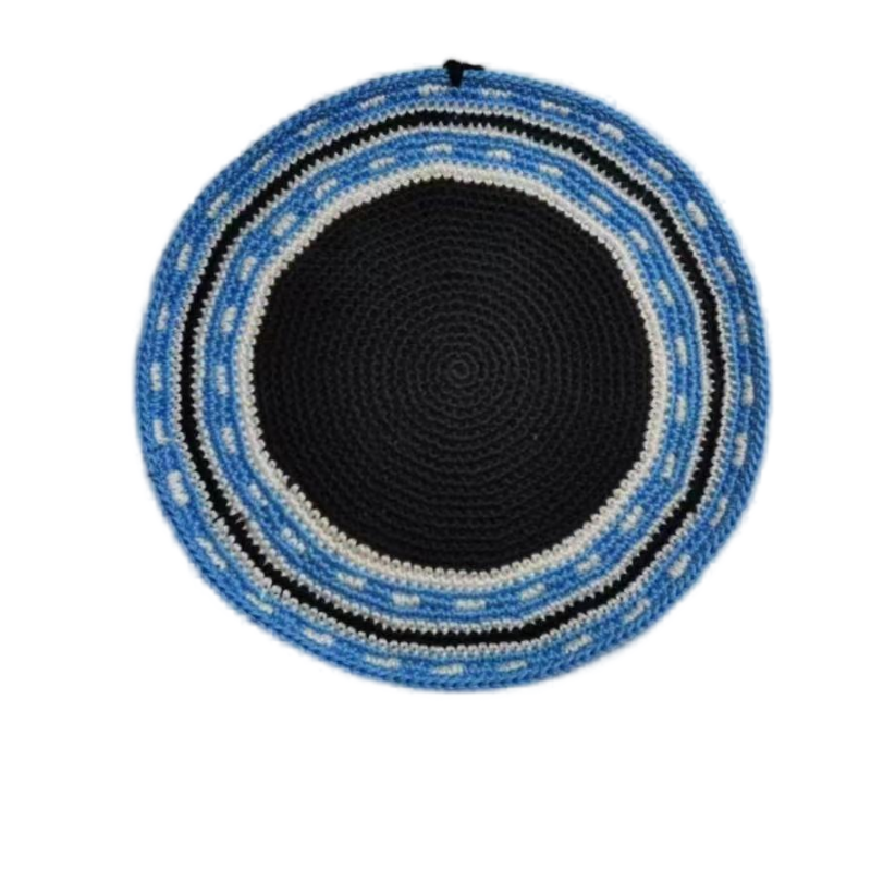 Factory custom fine colorful knit Kippah, 100% cotton DMC hand-woven Kippah hat, DMC Kippah Yamaka Kippa Yarmulke skull hat