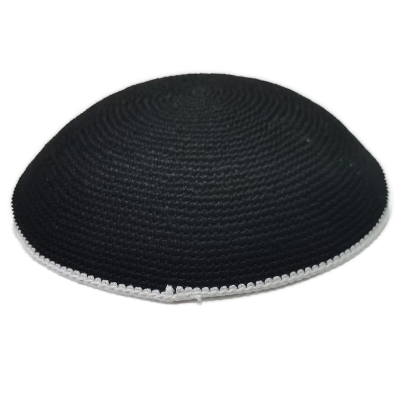 Factory custom fine  black knit Kippah, 100% cotton DMC hand-woven Kippah hat, DMC Kippah Yamaka Kippa Yarmulke skull hat