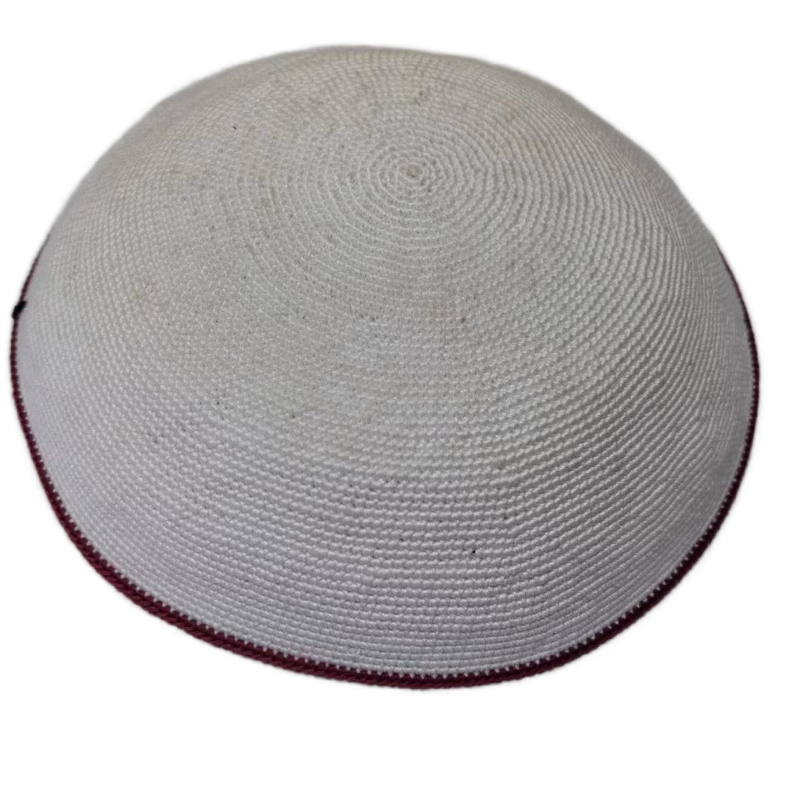 Factory custom fine gray  knit Kippah, 100% cotton DMC hand-woven Kippah hat, DMC Kippah Yamaka Kippa Yarmulke skull hat