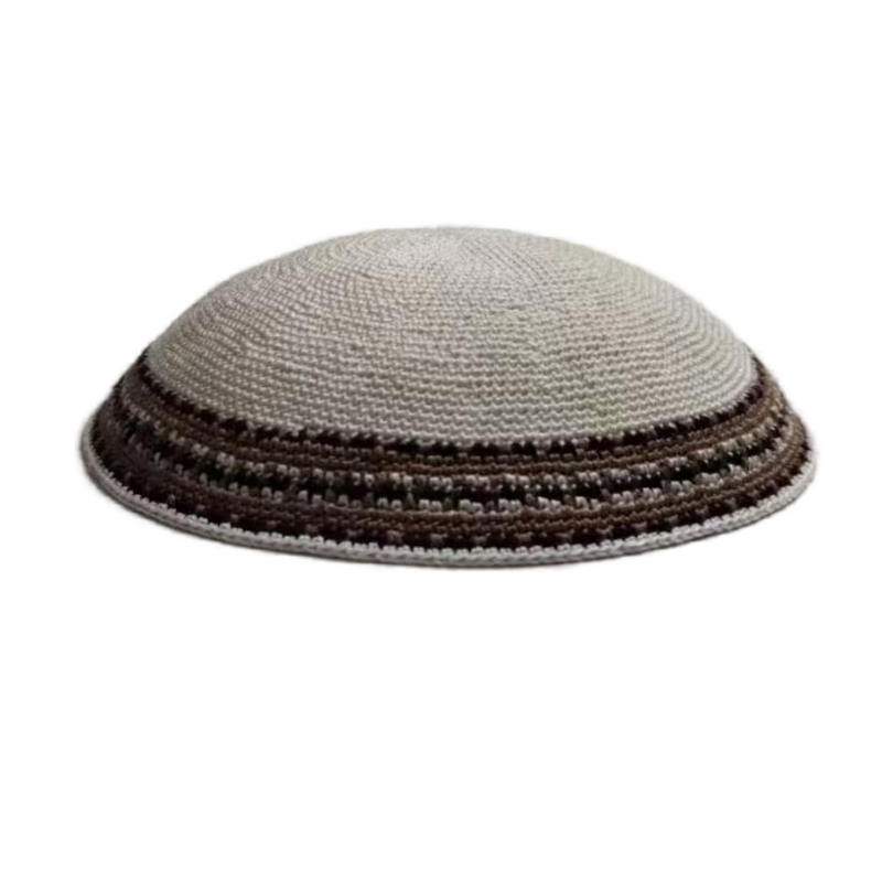 Factory custom fine gray knit Kippah, 100% cotton DMC hand-woven Kippah hat, DMC Kippah Yamaka Kippa Yarmulke skull hat