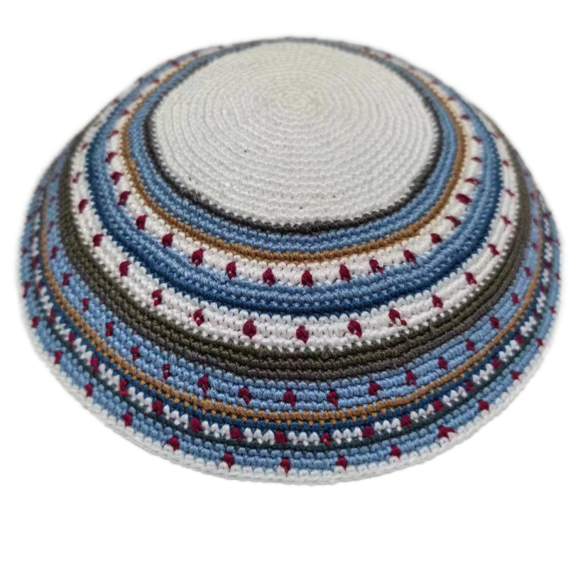 Factory custom fine colorful knit Kippah, 100% cotton DMC hand-woven Kippah hat, DMC Kippah Yamaka Kippa Yarmulke skull hat