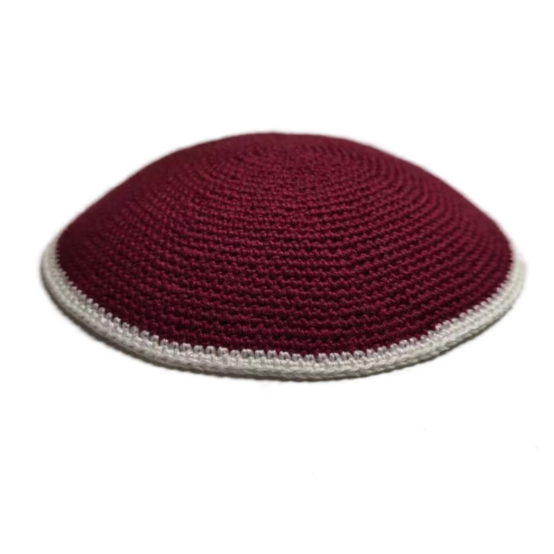 Factory custom fine red knit Kippah, 100% cotton DMC hand-woven Kippah hat, DMC Kippah Yamaka Kippa Yarmulke skull hat