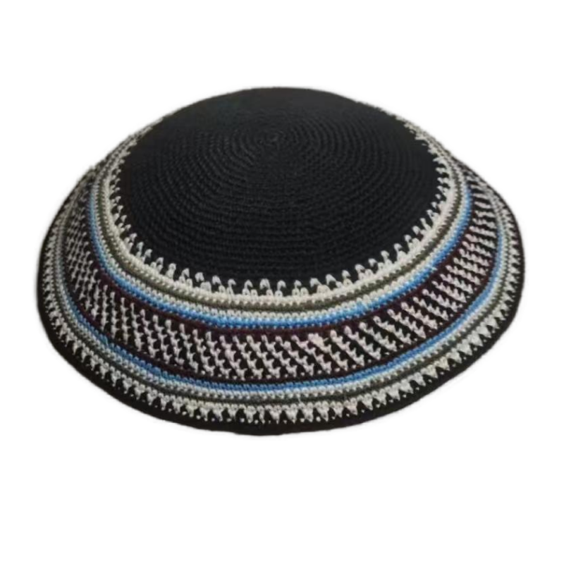 Factory custom fine colorful knit Kippah, 100% cotton DMC hand-woven Kippah hat, DMC Kippah Yamaka Kippa Yarmulke skull hat