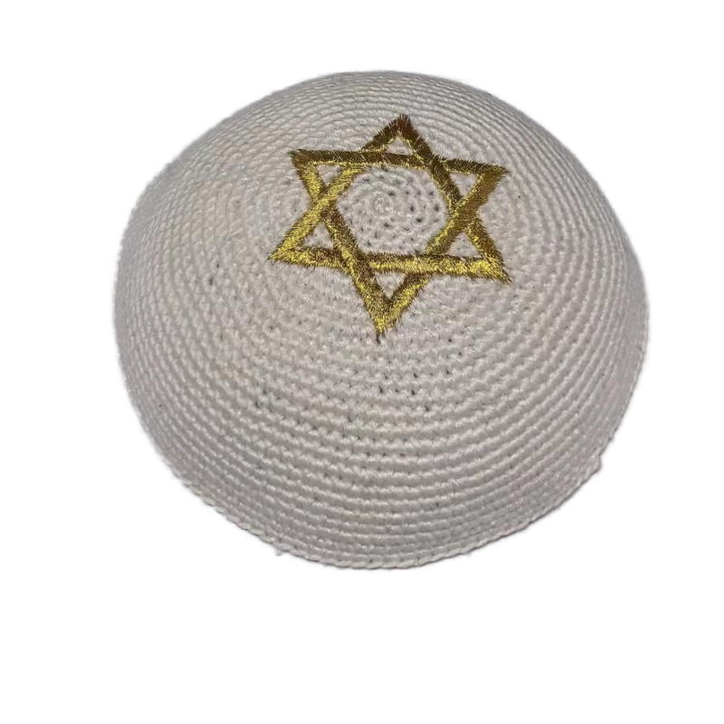 Factory custom fine gray  knit Kippah, 100% cotton DMC hand-woven Kippah hat, DMC Kippah Yamaka Kippa Yarmulke skull hat