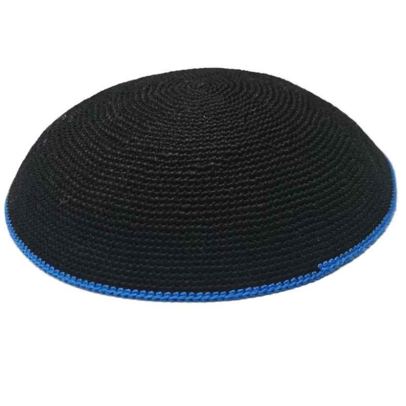 Factory custom fine  black knit Kippah, 100% cotton DMC hand-woven Kippah hat, DMC Kippah Yamaka Kippa Yarmulke skull hat