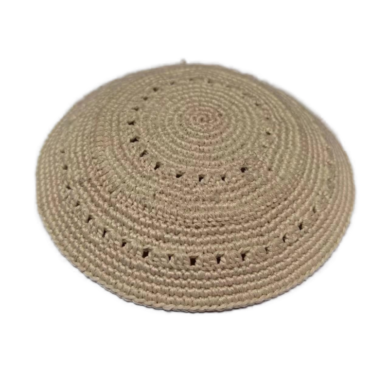 Factory custom fine brown knit Kippah, 100% cotton DMC hand-woven Kippah hat, DMC Kippah Yamaka Kippa Yarmulke skull hat