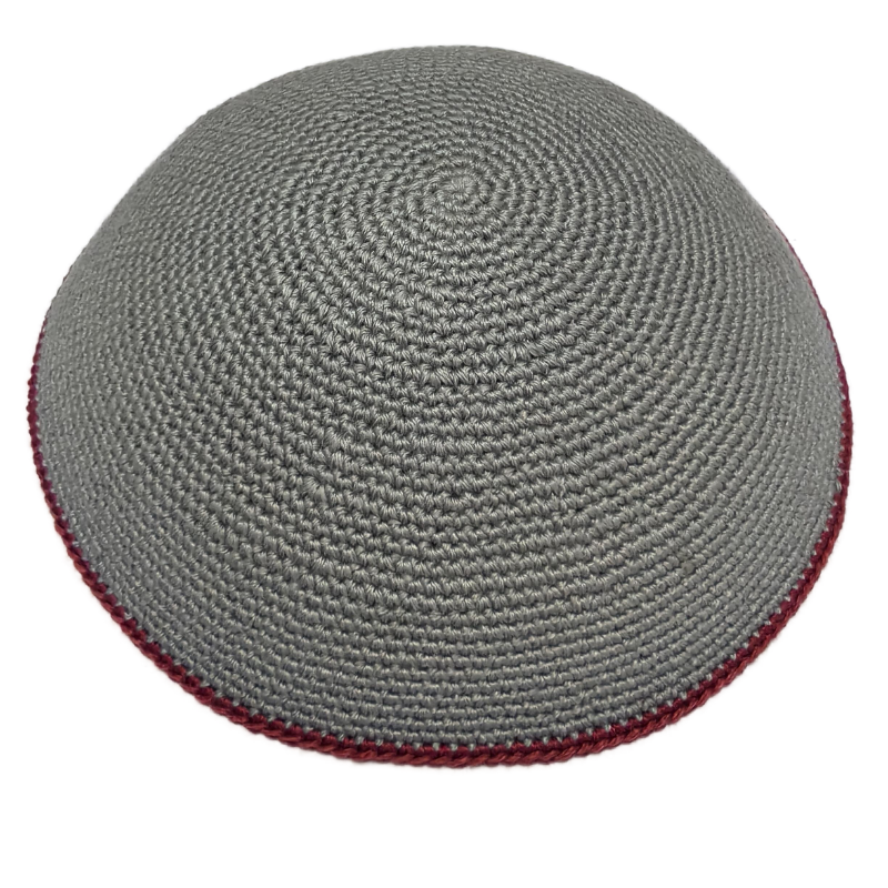 Factory custom fine gray  knit Kippah, 100% cotton DMC hand-woven Kippah hat, DMC Kippah Yamaka Kippa Yarmulke skull hat