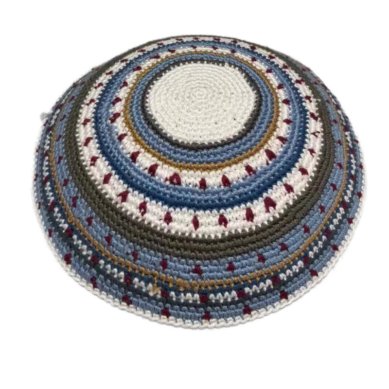 Factory custom fine colorful knit Kippah, 100% cotton DMC hand-woven Kippah hat, DMC Kippah Yamaka Kippa Yarmulke skull hat