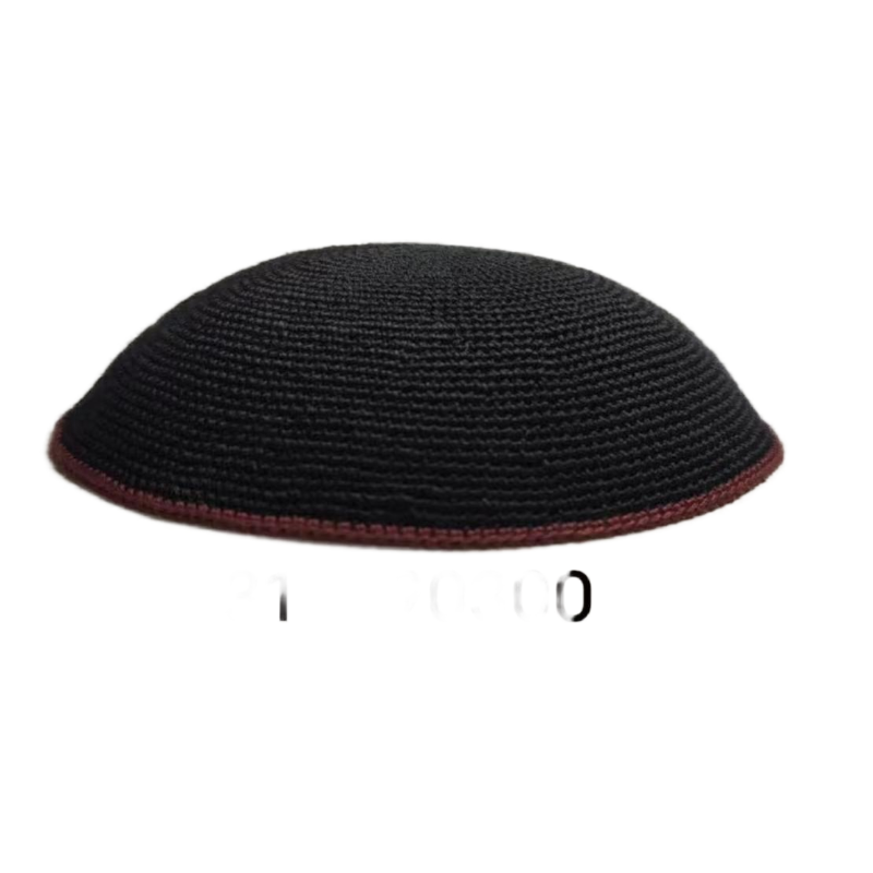 Factory custom fine black knit Kippah, 100% cotton DMC hand-woven Kippah hat, DMC Kippah Yamaka Kippa Yarmulke skull hat