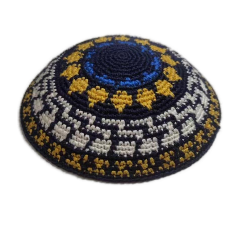 Factory custom fine colorful knit Kippah, 100% cotton DMC hand-woven Kippah hat, DMC Kippah Yamaka Kippa Yarmulke skull hat