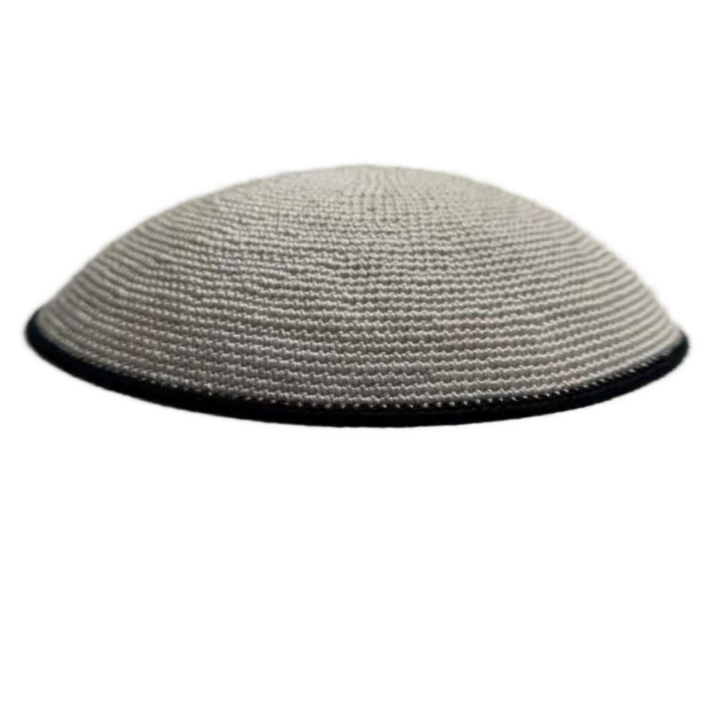 Factory custom fine gray knit Kippah, 100% cotton DMC hand-woven Kippah hat, DMC Kippah Yamaka Kippa Yarmulke skull hat