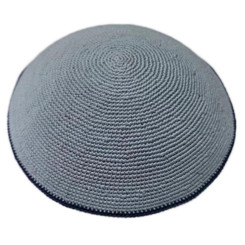 Factory custom fine gray  knit Kippah, 100% cotton DMC hand-woven Kippah hat, DMC Kippah Yamaka Kippa Yarmulke skull hat