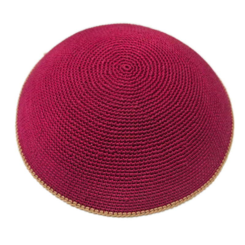 Factory custom fine purple knit Kippah, 100% cotton DMC hand-woven Kippah hat, DMC Kippah Yamaka Kippa Yarmulke skull hat