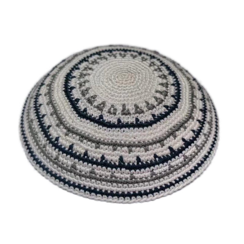 Factory custom fine gray knit Kippah, 100% cotton DMC hand-woven Kippah hat, DMC Kippah Yamaka Kippa Yarmulke skull hat