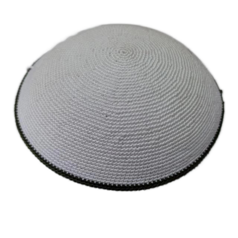 Factory custom fine gray  knit Kippah, 100% cotton DMC hand-woven Kippah hat, DMC Kippah Yamaka Kippa Yarmulke skull hat