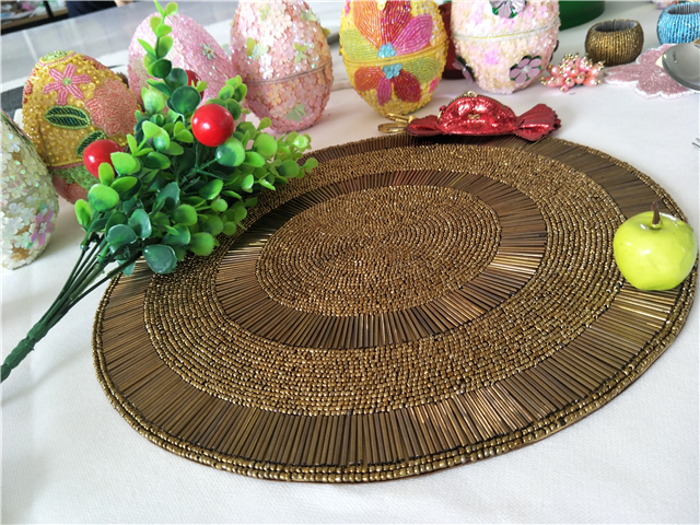 Factory Direct Selling Processing and Custom Beaded placemat Hand-Made Cup Matdishes Disc Pad Dinner Flag Table Mat Tea Table Mat