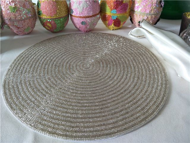 Factory Direct Selling Processing and Custom Beaded placemat Hand-Made Cup Matdishes Disc Pad Dinner Flag Table Mat Tea Table Mat