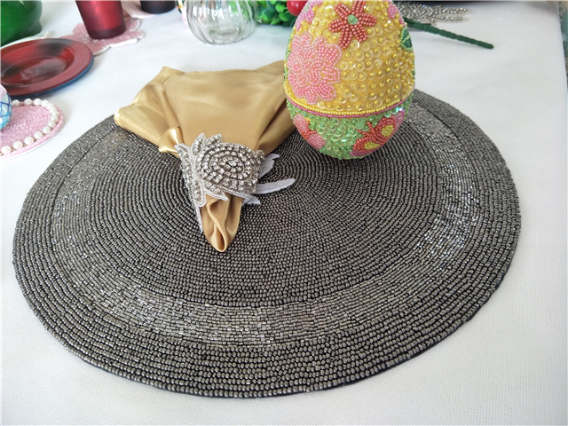 Factory Direct Selling Processing and Custom Beaded placemat Hand-Made Cup Matdishes Disc Pad Dinner Flag Table Mat Tea Table Mat
