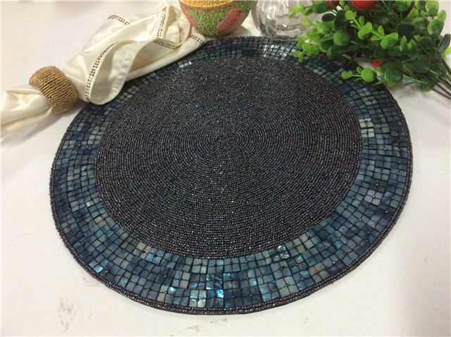 Factory Direct Selling Processing and Custom Beaded placemat Hand-Made Cup Matdishes Disc Pad Dinner Flag Table Mat Tea Table Mat