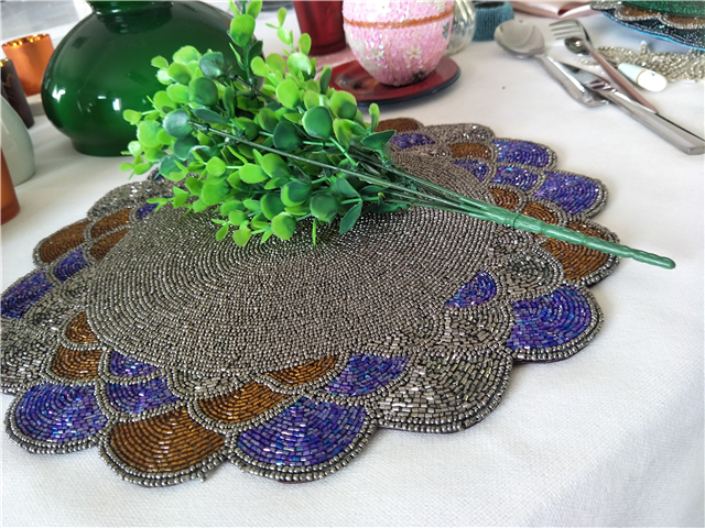 Factory Direct Selling Processing and Custom Beaded placemat Hand-Made Cup Matdishes Disc Pad Dinner Flag Table Mat Tea Table Mat
