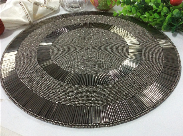 Factory Direct Selling Processing and Custom Beaded placemat Hand-Made Cup Matdishes Disc Pad Dinner Flag Table Mat Tea Table Mat