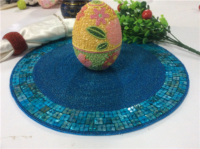 Factory Direct Selling Processing and Custom Beaded placemat Hand-Made Cup Matdishes Disc Pad Dinner Flag Table Mat Tea Table Mat