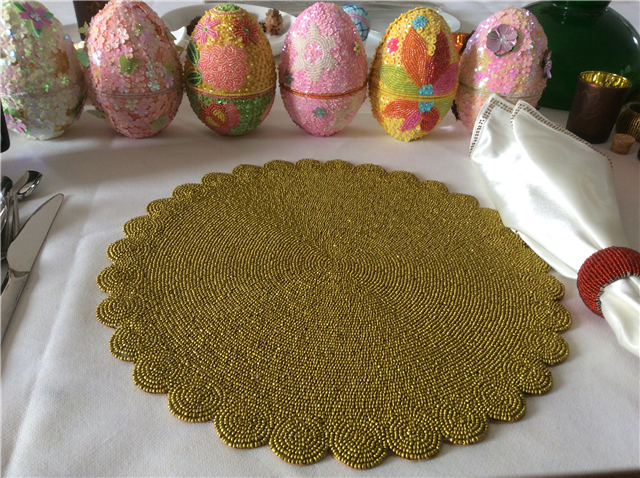 Factory Direct Selling Processing and Custom Beaded placemat Hand-Made Cup Matdishes Disc Pad Dinner Flag Table Mat Tea Table Mat