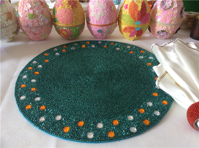 Factory Direct Selling Processing and Custom Beaded placemat Hand-Made Cup Matdishes Disc Pad Dinner Flag Table Mat Tea Table Mat