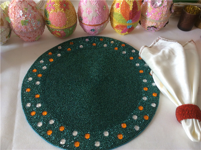 Factory Direct Selling Processing and Custom Beaded placemat Hand-Made Cup Matdishes Disc Pad Dinner Flag Table Mat Tea Table Mat