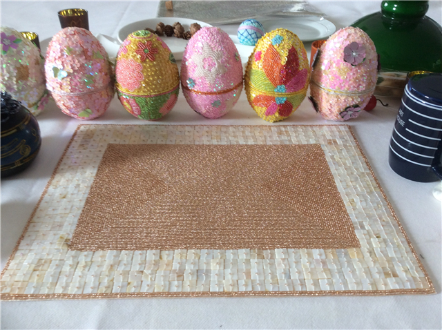 Factory Direct Selling Processing and Custom Beaded placemat Hand-Made Cup Matdishes Disc Pad Dinner Flag Table Mat Tea Table Mat