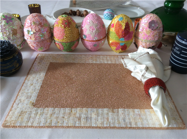 Factory Direct Selling Processing and Custom Beaded placemat Hand-Made Cup Matdishes Disc Pad Dinner Flag Table Mat Tea Table Mat