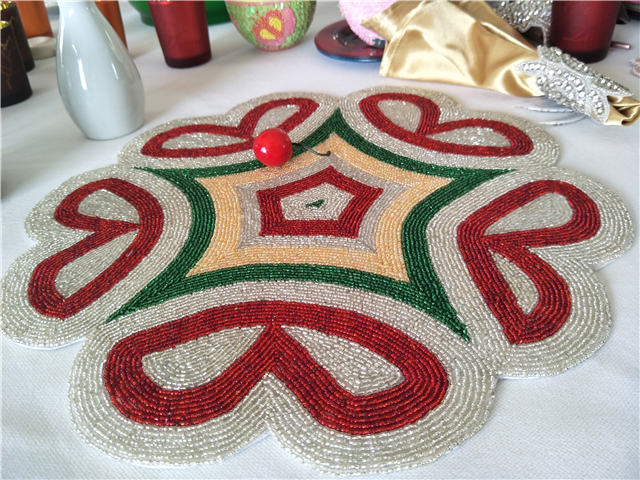 Factory Direct Selling Processing and Custom Beaded placemat Hand-Made Cup Matdishes Disc Pad Dinner Flag Table Mat Tea Table Mat