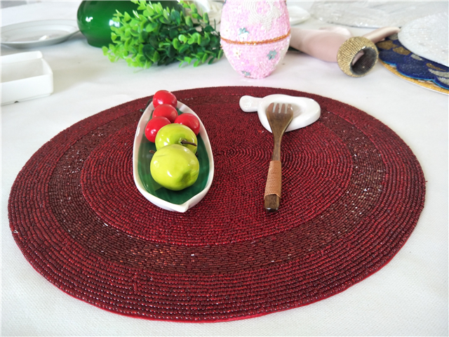 Factory Direct Selling Processing and Custom Beaded placemat Hand-Made Cup Matdishes Disc Pad Dinner Flag Table Mat Tea Table Mat