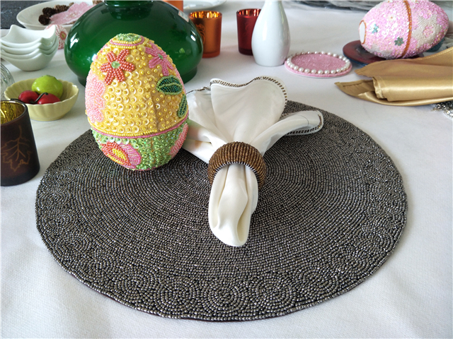 Factory Direct Selling Processing and Custom Beaded placemat Hand-Made Cup Matdishes Disc Pad Dinner Flag Table Mat Tea Table Mat
