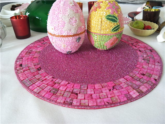 Factory Direct Selling Processing and Custom Beaded placemat Hand-Made Cup Matdishes Disc Pad Dinner Flag Table Mat Tea Table Mat