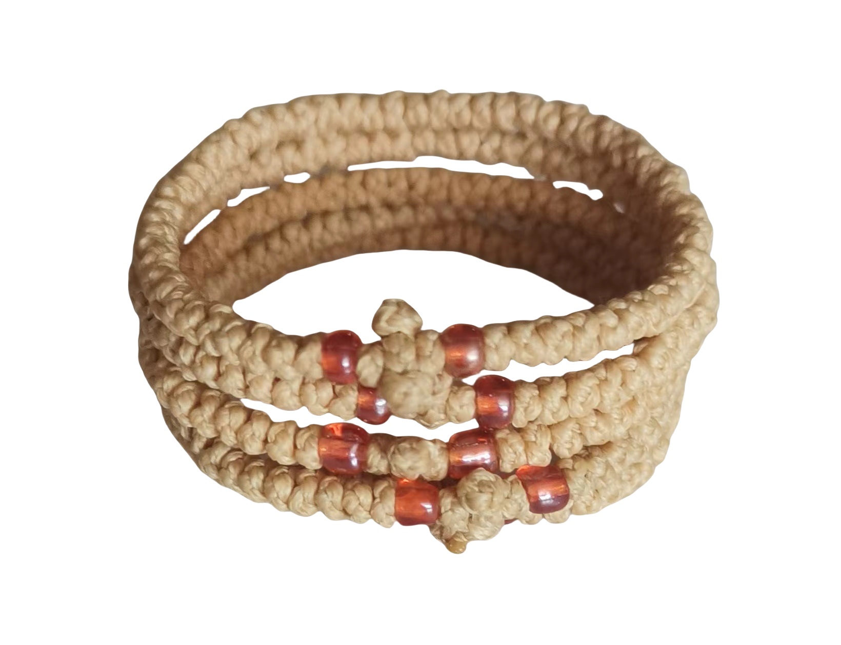 Komboskini bracelet prayer ropes Direct manufacturing from source factory Large stock supply ， Greek Prayer Rope Bracelet, brown Cross Prayer Rope Komboskini With pale red Beads