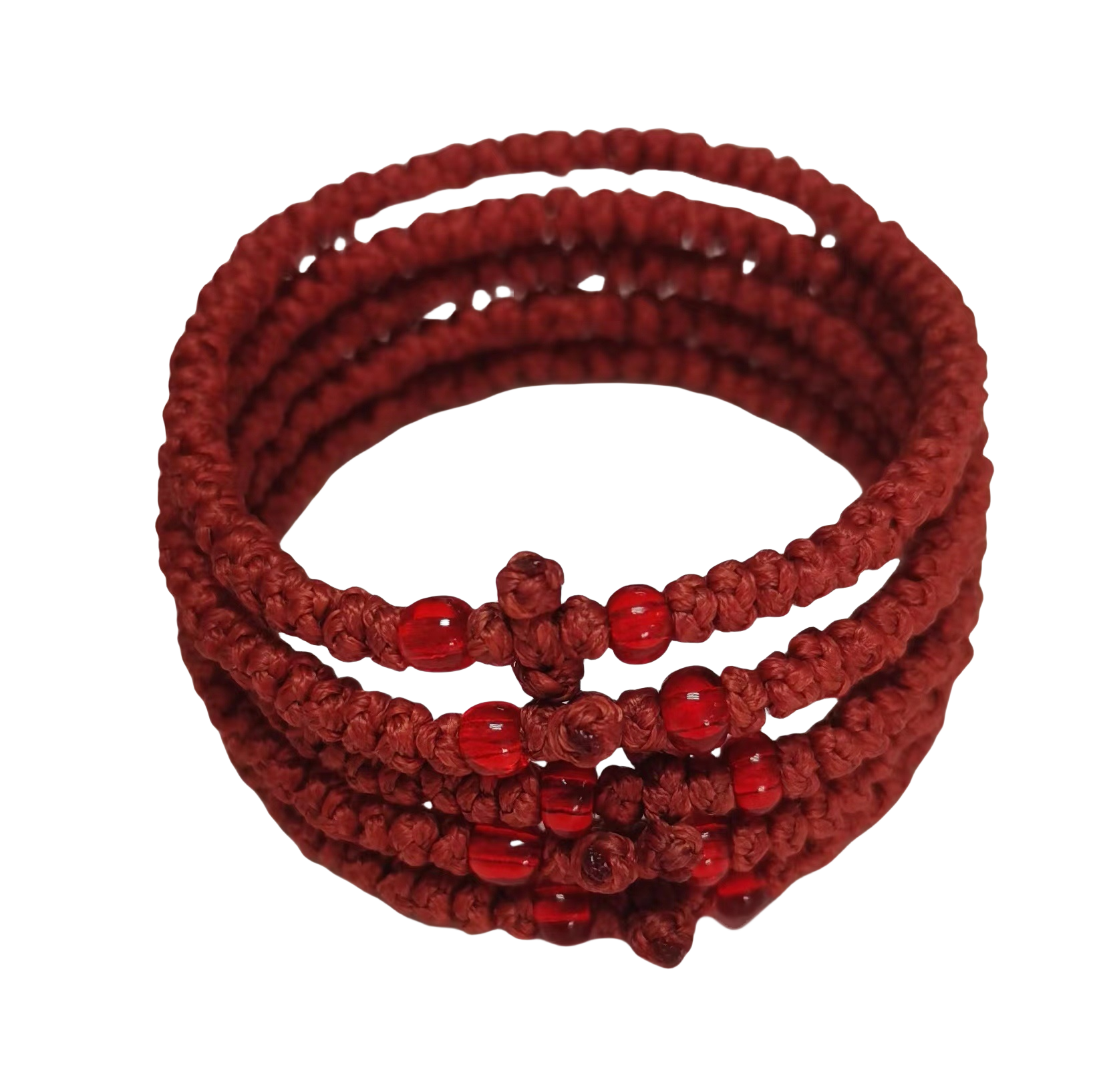 Komboskini bracelet prayer ropes Direct manufacturing from source factory Large stock supply ， Greek Prayer Rope Bracelet, dark red Cross Prayer Rope Komboskini With dark red Beads