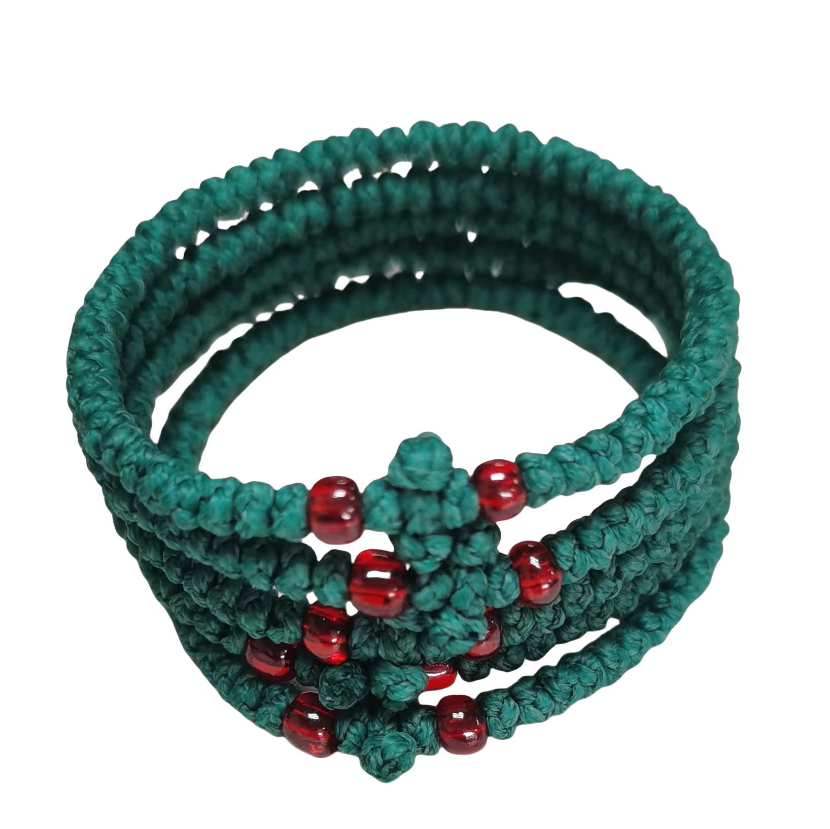 Komboskini bracelet prayer ropes Direct manufacturing from source factory Large stock supply ， Greek Prayer Rope Bracelet, dark green Cross Prayer Rope Komboskini With dark red Beads