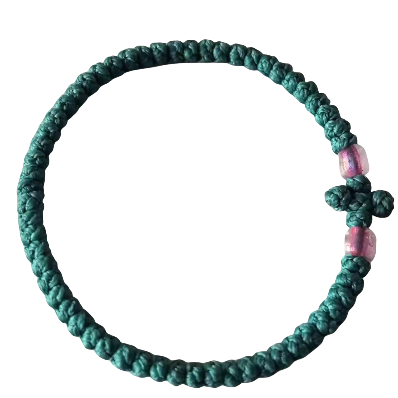Komboskini bracelet prayer ropes Direct manufacturing from source factory Large stock supply ， Greek Prayer Rope Bracelet, green Cross Prayer Rope Komboskini With light pink Beads