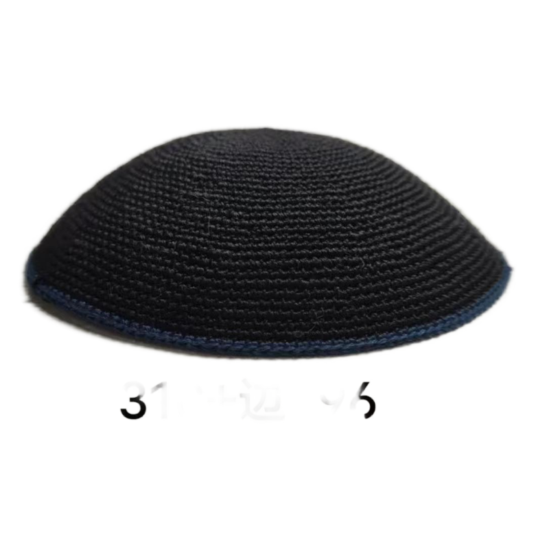 Factory custom fine black knit Kippah, 100% cotton DMC hand-woven Kippah hat, DMC Kippah Yamaka Kippa Yarmulke skull hat