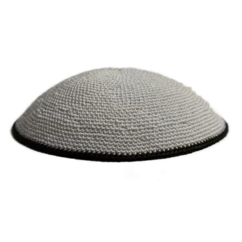 Factory custom fine gray knit Kippah, 100% cotton DMC hand-woven Kippah hat, DMC Kippah Yamaka Kippa Yarmulke skull hat