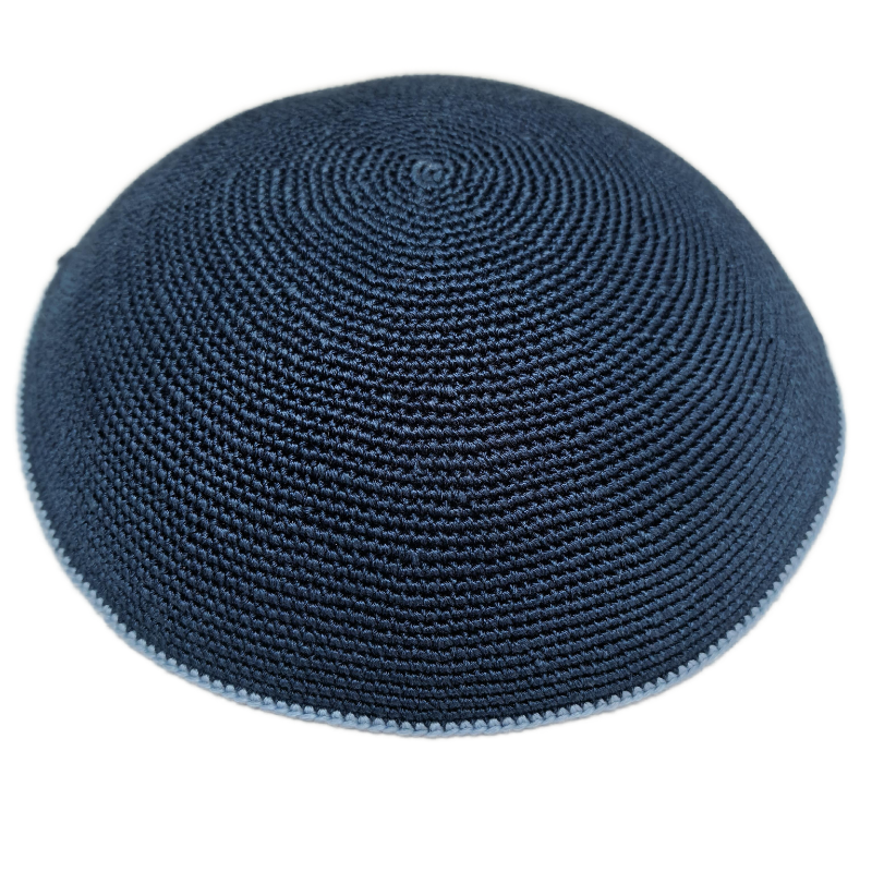 Factory custom fine blue knit Kippah, 100% cotton DMC hand-woven Kippah hat, DMC Kippah Yamaka Kippa Yarmulke skull hat