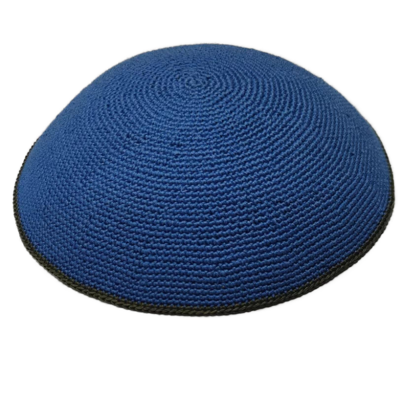 Factory custom fine dark blue knit Kippah, 100% cotton DMC hand-woven Kippah hat, DMC Kippah Yamaka Kippa Yarmulke skull hat