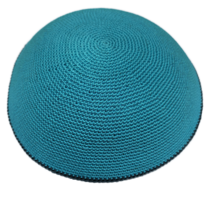 Factory custom fine blue knit Kippah, 100% cotton DMC hand-woven Kippah hat, DMC Kippah Yamaka Kippa Yarmulke skull hat