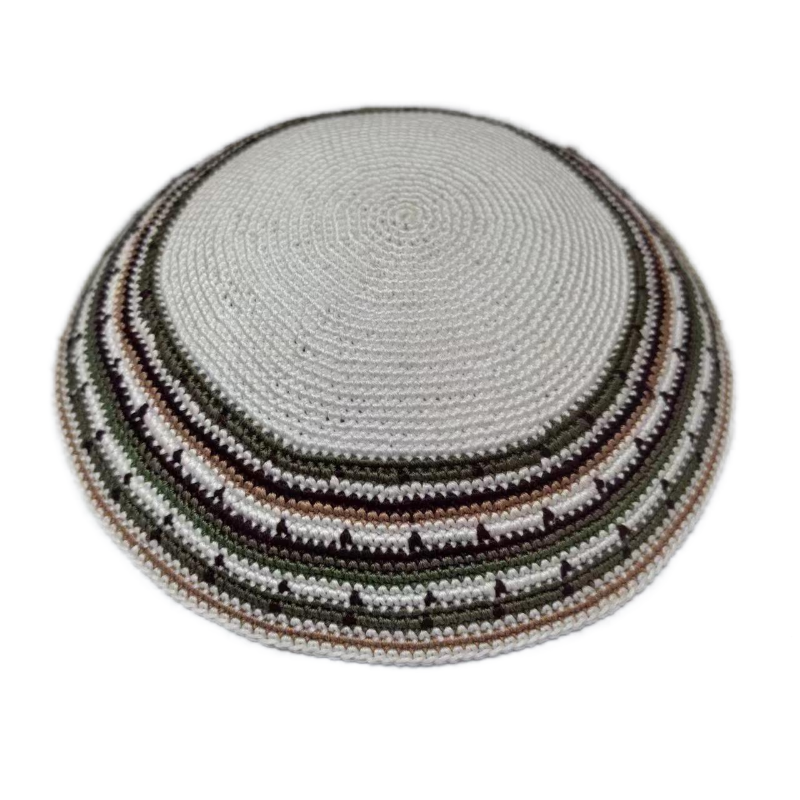 Factory custom fine colorful knit Kippah, 100% cotton DMC hand-woven Kippah hat, DMC Kippah Yamaka Kippa Yarmulke skull hat