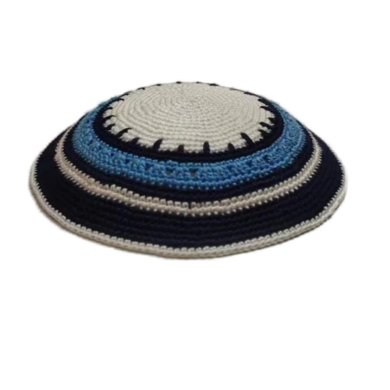 Factory custom fine colorful knit Kippah, 100% cotton DMC hand-woven Kippah hat, DMC Kippah Yamaka Kippa Yarmulke skull hat