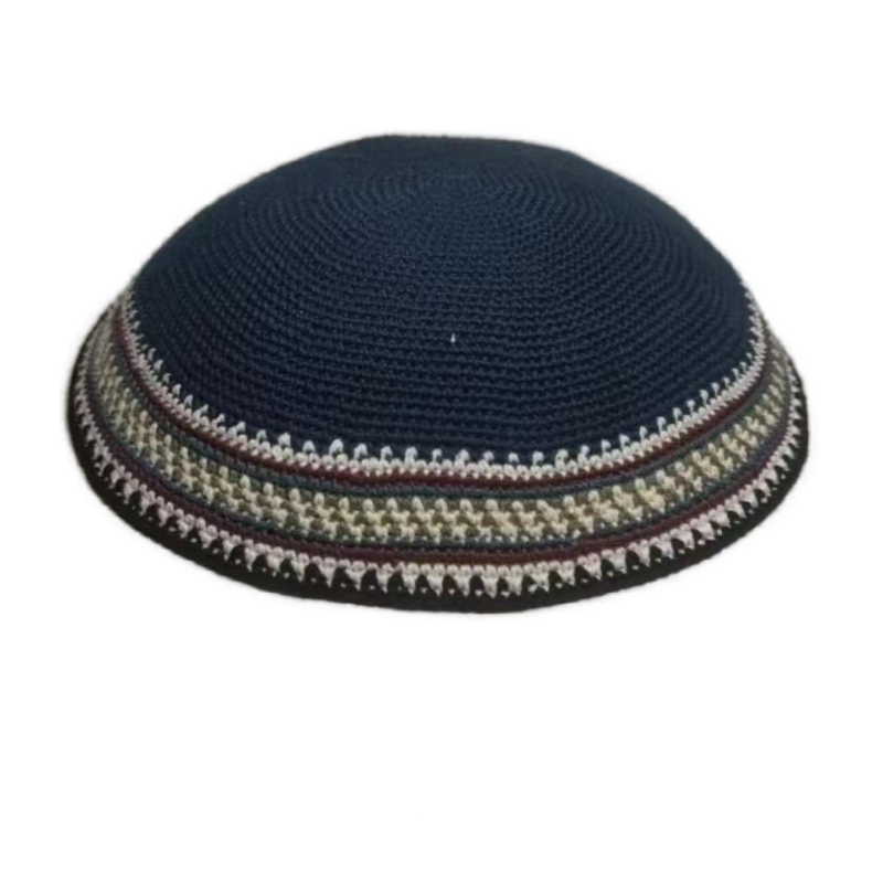 Factory custom fine colorful knit Kippah, 100% cotton DMC hand-woven Kippah hat, DMC Kippah Yamaka Kippa Yarmulke skull hat