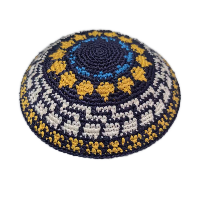 Factory custom fine colorful  knit Kippah, 100% cotton DMC hand-woven Kippah hat, DMC Kippah Yamaka Kippa Yarmulke skull hat